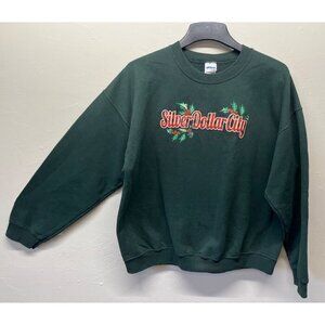 Vintage Silver Dollar City Crewneck Sweatshirt Christmas XL Dark Green Unisex